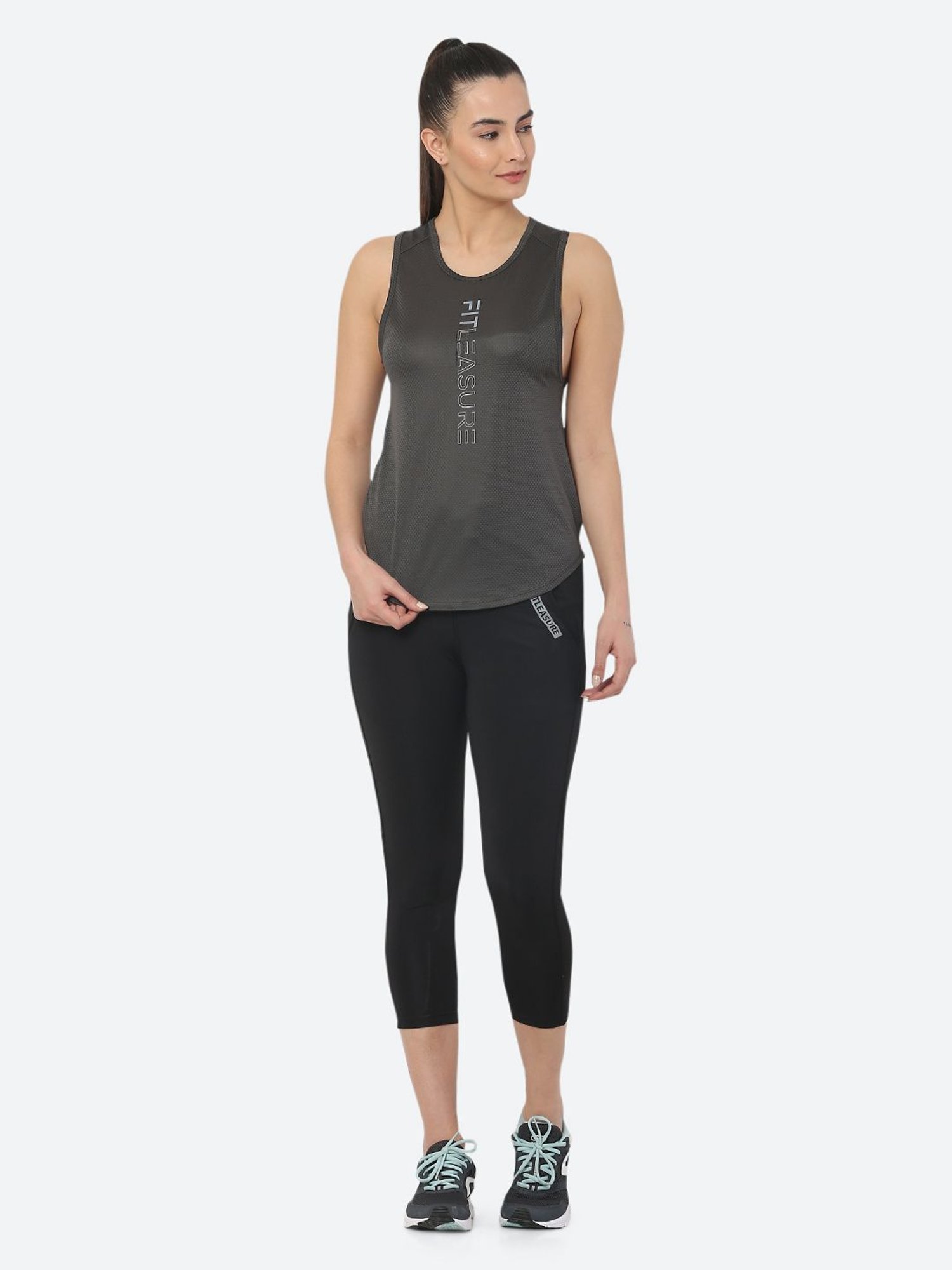 Fitleasure Grey Graphic Print Tank Top