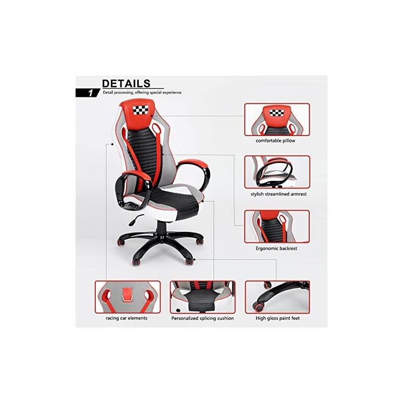 Home Office Decorations Furniture, Ergonomic Computer Seat Faux Leather Office Racing Desk Chair (RED 2)