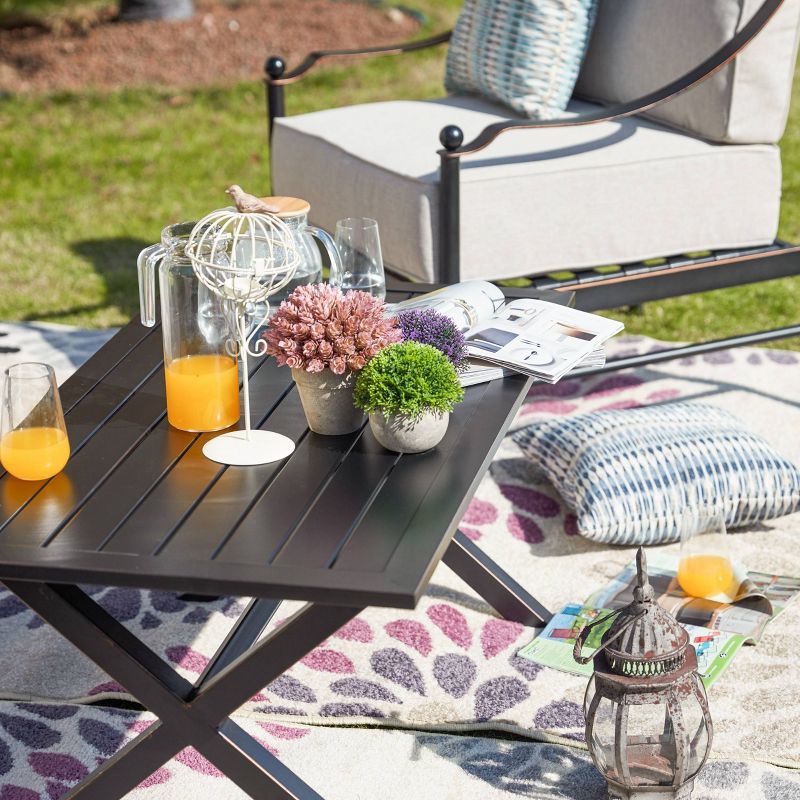 2pc Steel Outdoor Patio Accent Chairs Cream - Lokatse