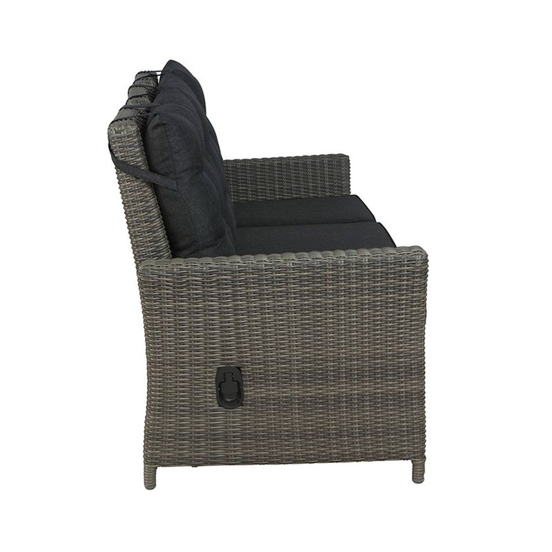 Asti Wicker 3 Seat Reclining Sofa with Cushions - Gray - Alaterre Furniture
