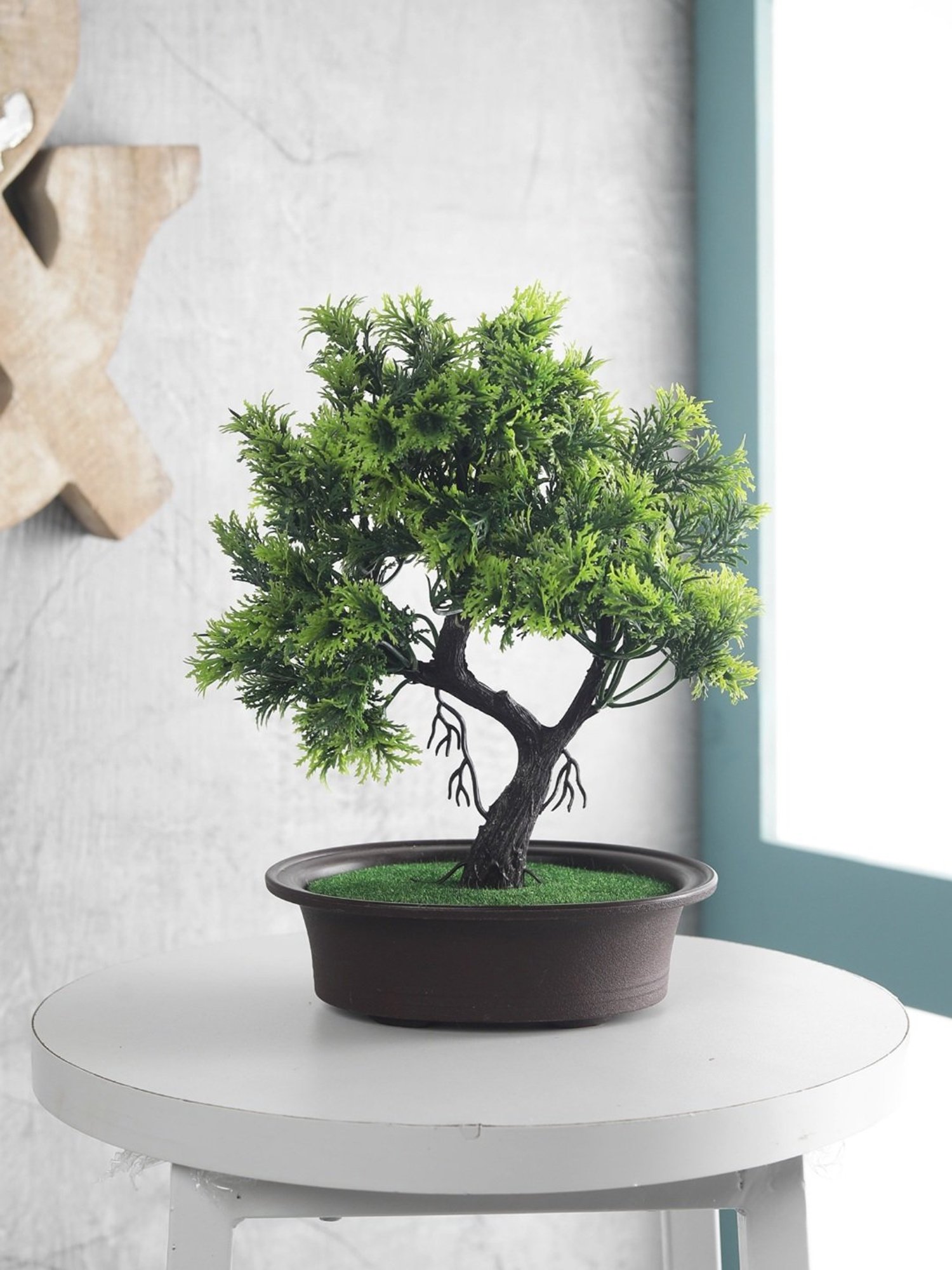 Foliyaj Multicolor Plastic Artificial Y Shape Bonsai Tree