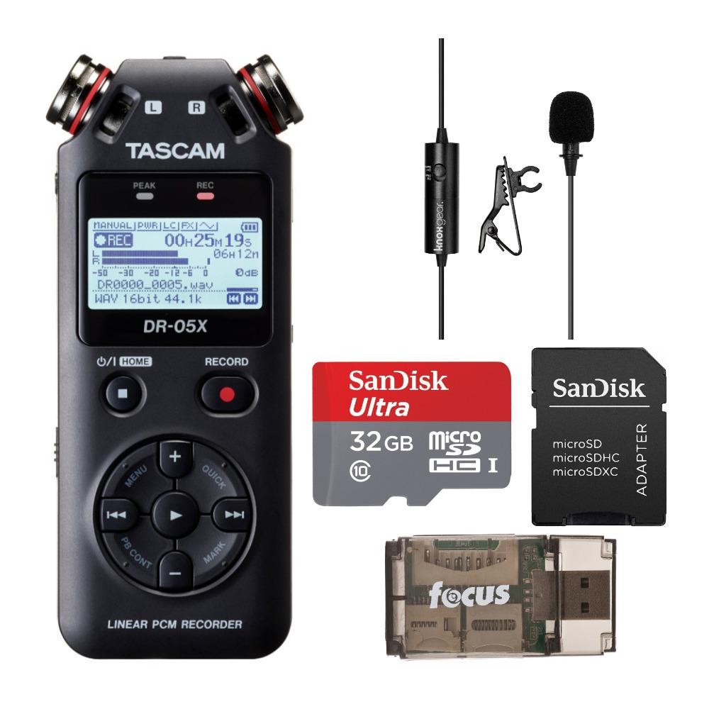 Tascam DR-05X Recorder and USB Interface with 32GB MicroSD Card and USB Reader