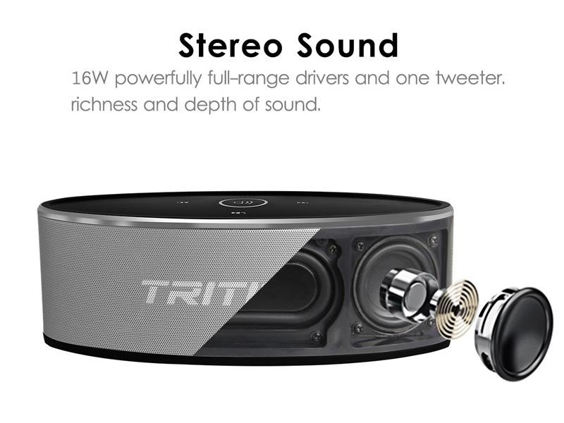 Tritina Wireless Speaker Stereo HD Sound, Touch Control with Fashion Light, Bluetooth Speaker, Built-in Mic, Handsfree Phone Calling, TF Card Slot & AUX Cable (Silver)
