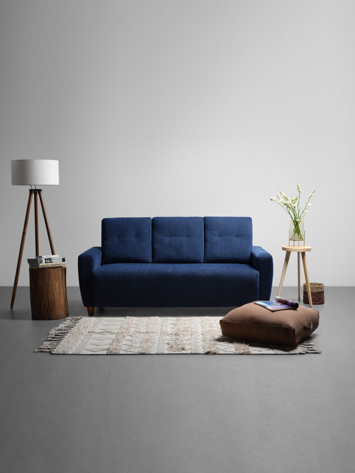 Sleepyhead Yolo Berry Blue Fabric 3 Seater Sofa