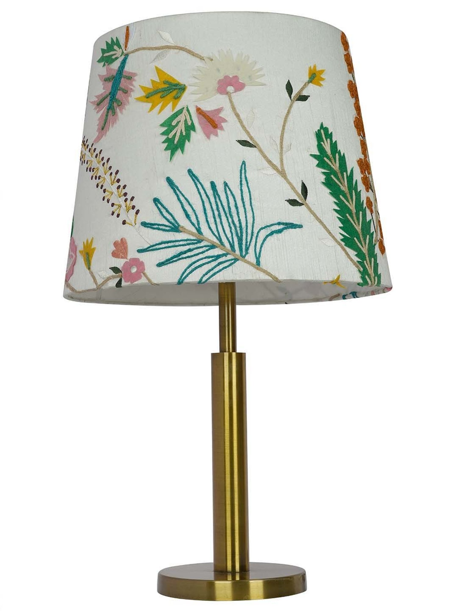 FOS LIGHTING Transitional Brushed Golden & White Steel Table Lamp With Fabric Shade