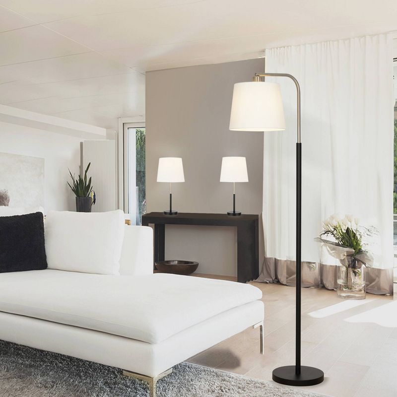 58" 3pc Table/Floor Lamp Sets (Includes LED Light Bulb) Black - Cresswell Lighting