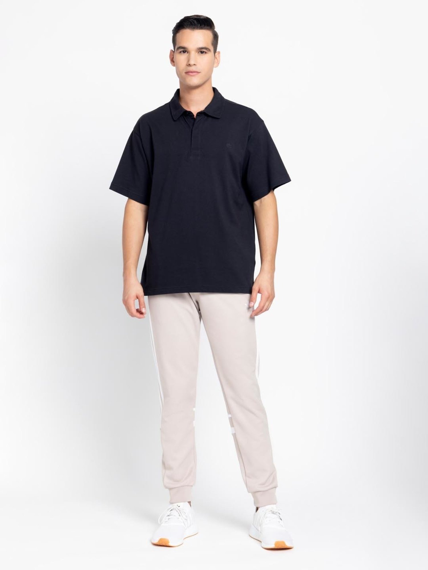 Adidas Originals Black Loose Fit Polo T-Shirt