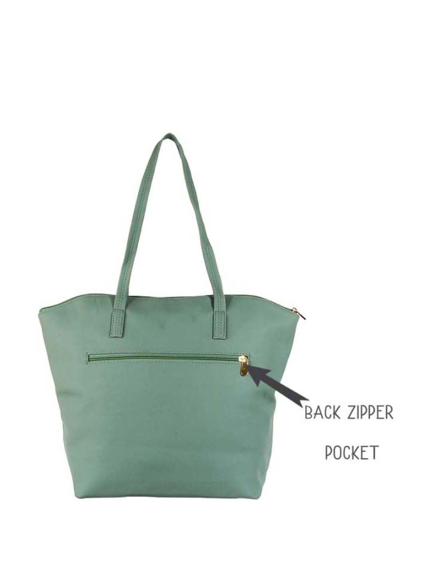 Baggit Green Solid Medium Tote Handbag