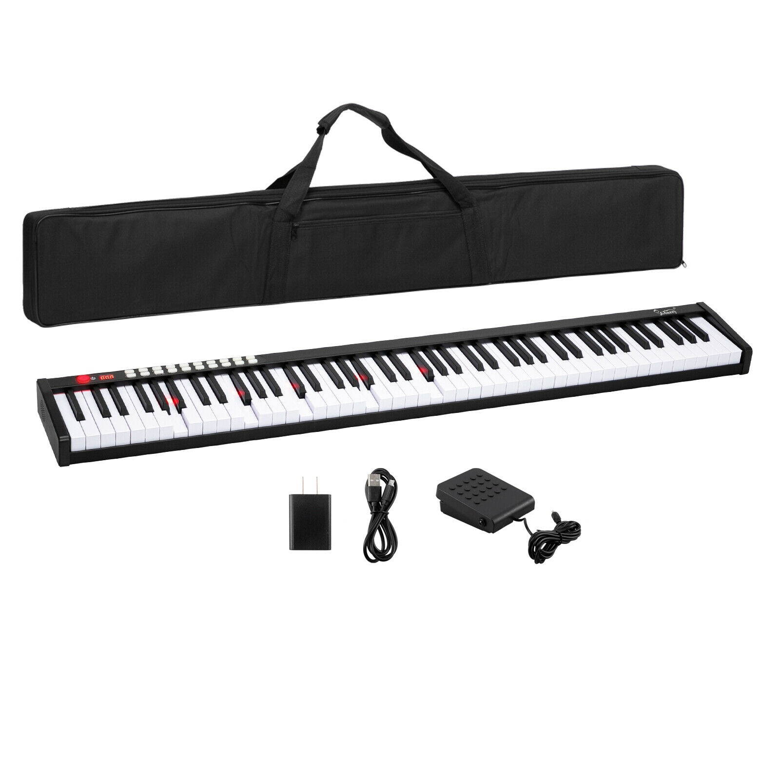Lighted Portable 88 Key Piano Keyboard Electric Home  Bluetooth Black