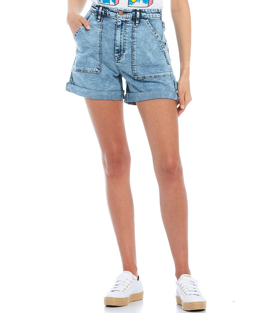 Celebrity Pink High Rise Destructed Frayed Hem Denim Shorts