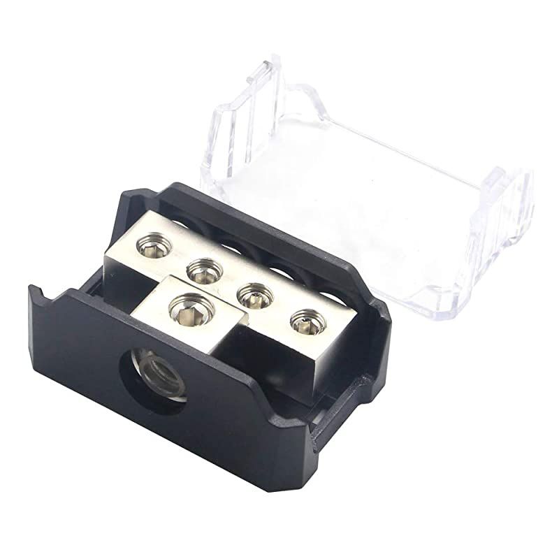 4 Way Power Distribution Block 024 AWG Gauge in 4810 Gauge Out Car Audio Stereo Amp Distribution Connecting Block for Audio Splitter 1 in 4 Out