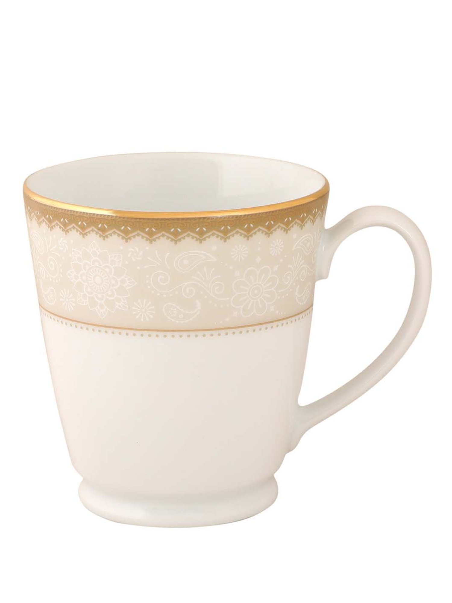 NORITAKE Hearth Off-White & Beige Porcelain Milk Mug (0.37 L) - Set of 1
