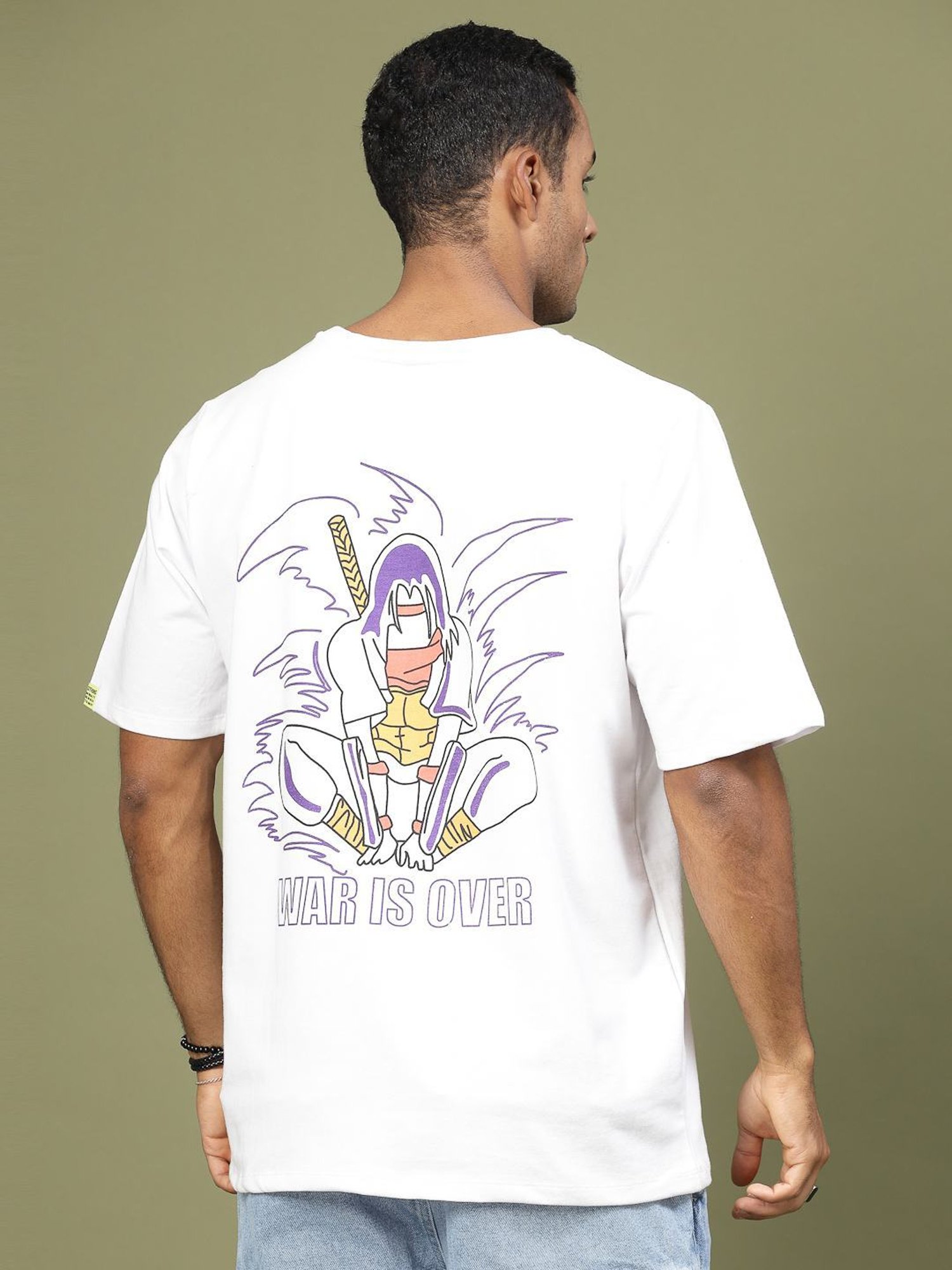 Rigo White Cotton Loose Fit Typography T-Shirt