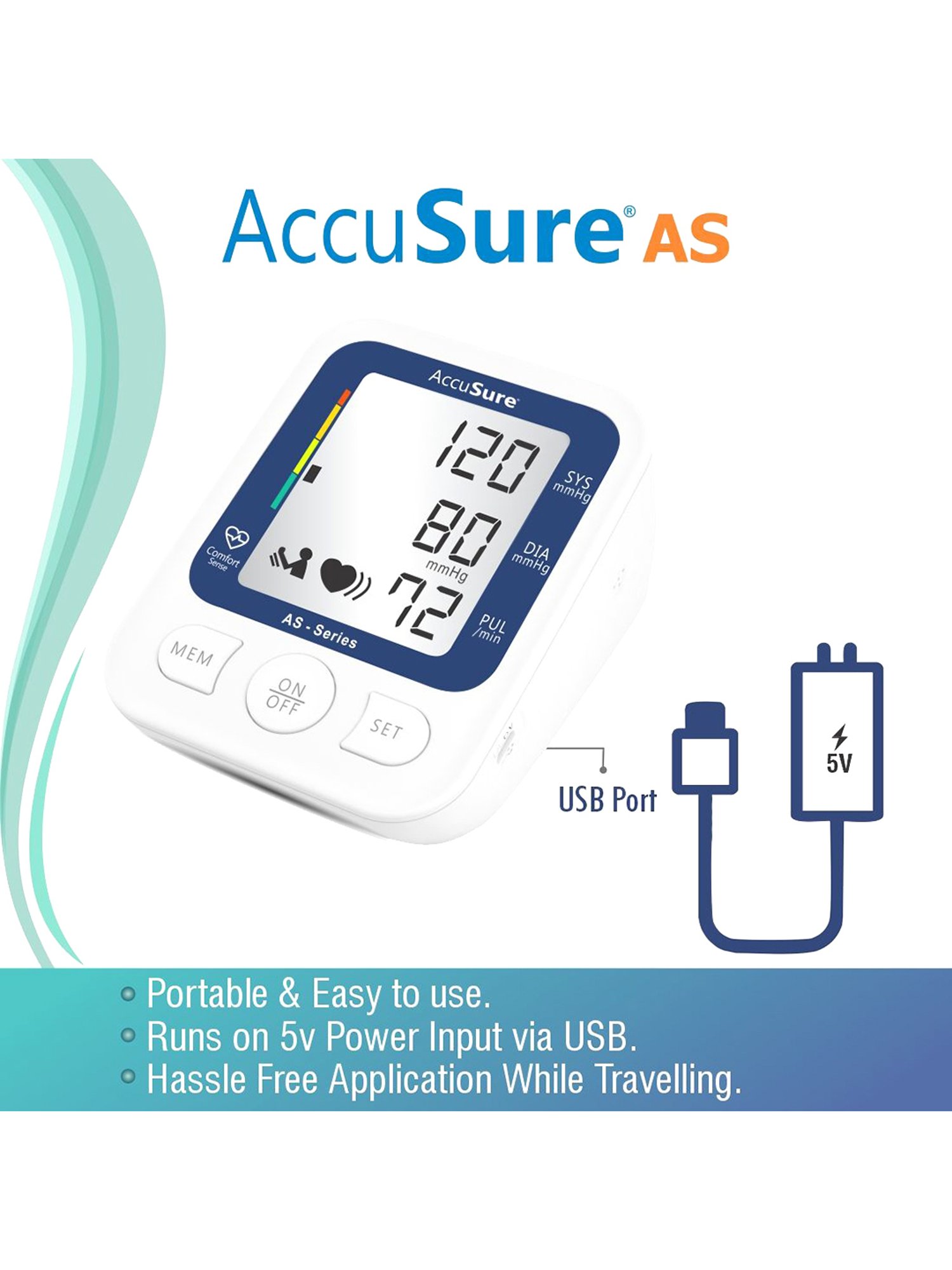 AccuSure AS Automatic Blood Pressure Monitor (White)