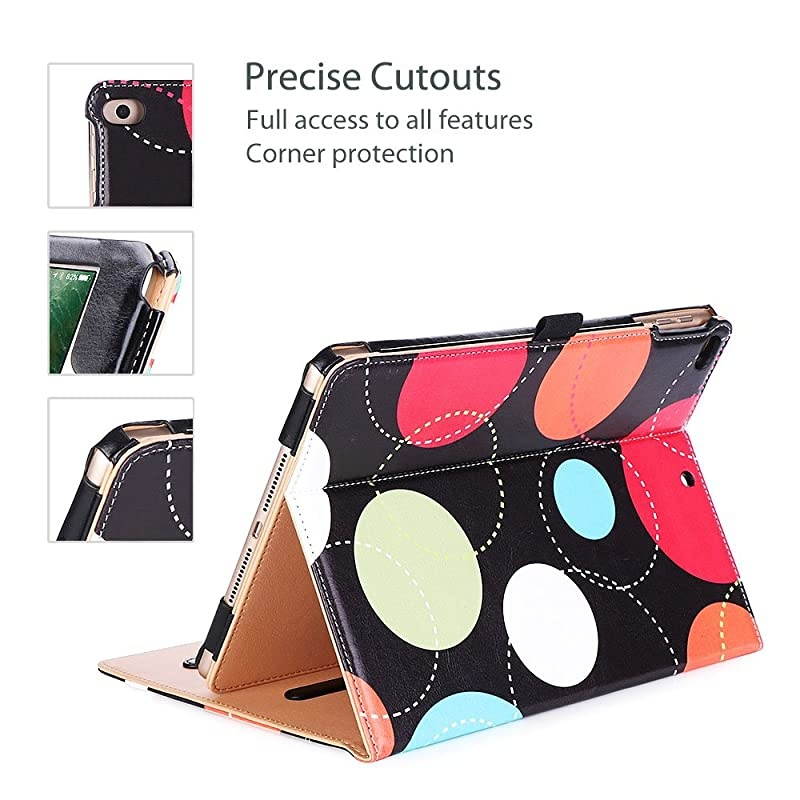 iPad 9.7 Case (Old Model) 2018 iPad 6th Generation / 2017 iPad 5th Generation Case - Stand Folio Cover Case for Apple iPad 9.7 inch, Also Fit iPad Air 2 / iPad Air &ndash;Circles
