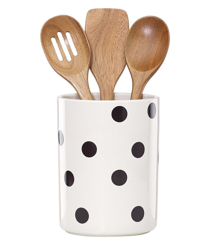 kate spade new york All in Good Taste Scatter Dot Crock and Wooden Utensils