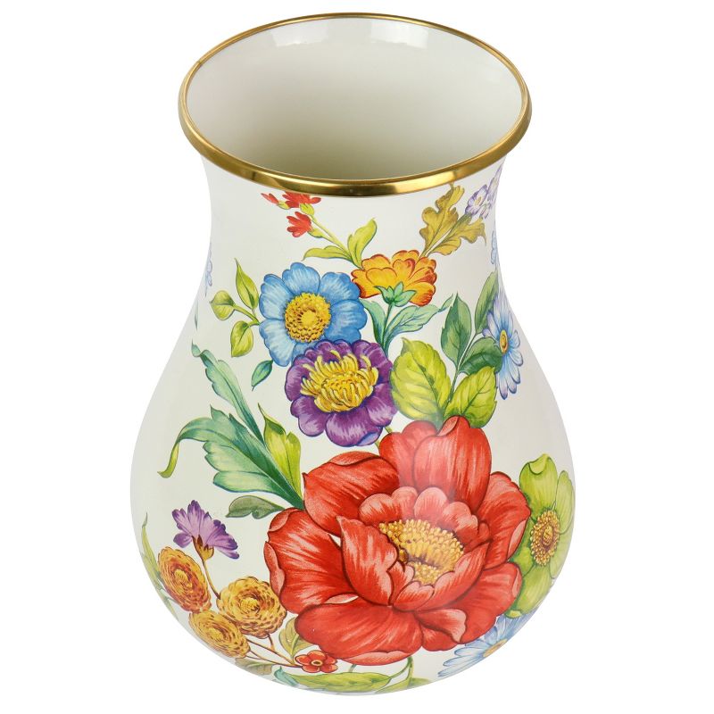 Gibson Home Ankara 8.7 Inch Enamel On Steel Vase with Gold Rim