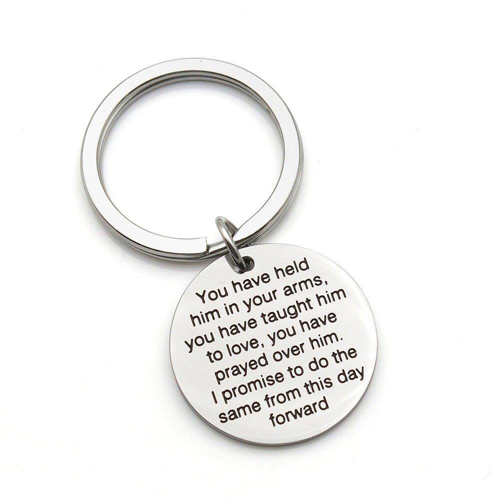 You have held him in your arms Mother Gift for Future Mother in Law Wedding Groom Stainless Steel Keychain Key Ring