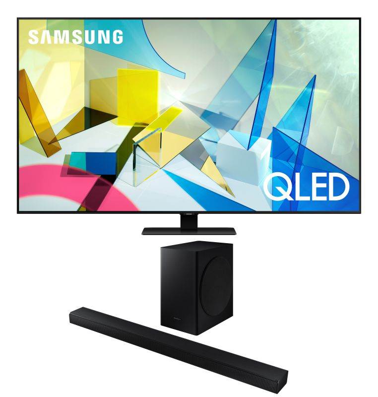 Samsung QN75Q80TA 75" TV w/ a Samsung HW-T650 Soundbar and Subwoofer Bundle  (2020)