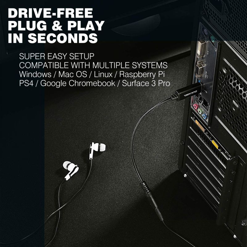 CUUWE USB to 3.5mm Jack Audio Adapter, USB to Aux Cable with TRRS 4-Pole Mic-Supported USB to Headphone AUX Adapter Built-in Chip External Sound Card for PC PS4 PS5 and More [7.69 inch]