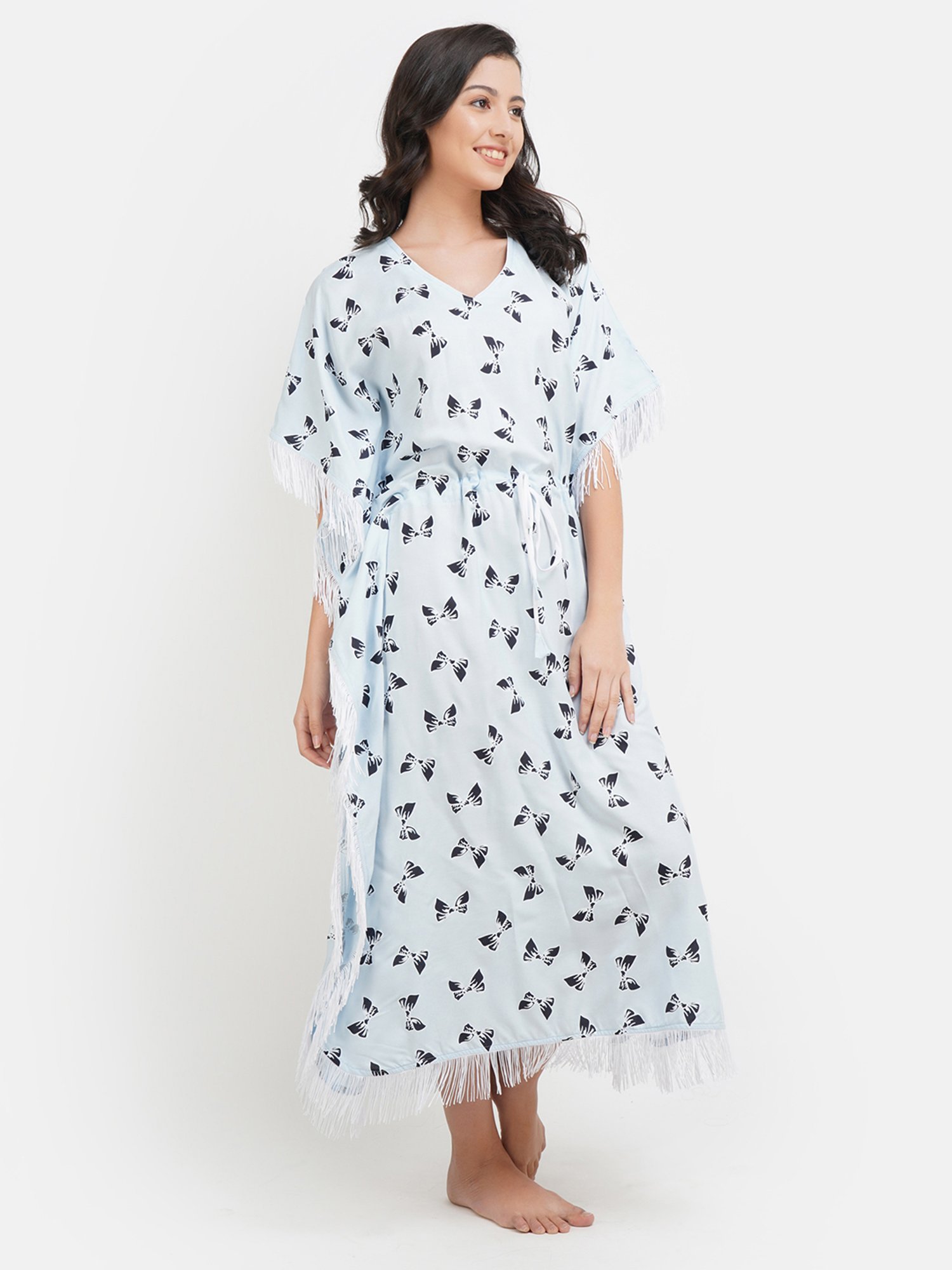 KOI SLEEPWEAR Blue Printed Kaftan Nighty