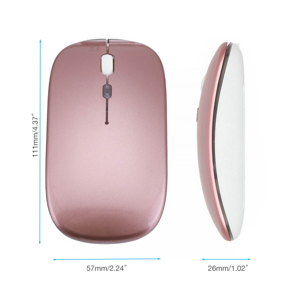 2.4GHz RGB Rechargeable Wireless Mouse Silent USB Mice for Computer PC Laptop US,Rose Gold