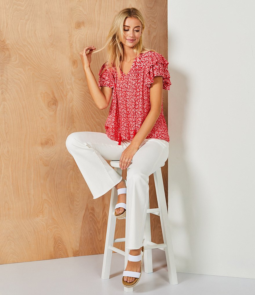 A Loves A Bell Bottom Patch Pocket Twill Jeans