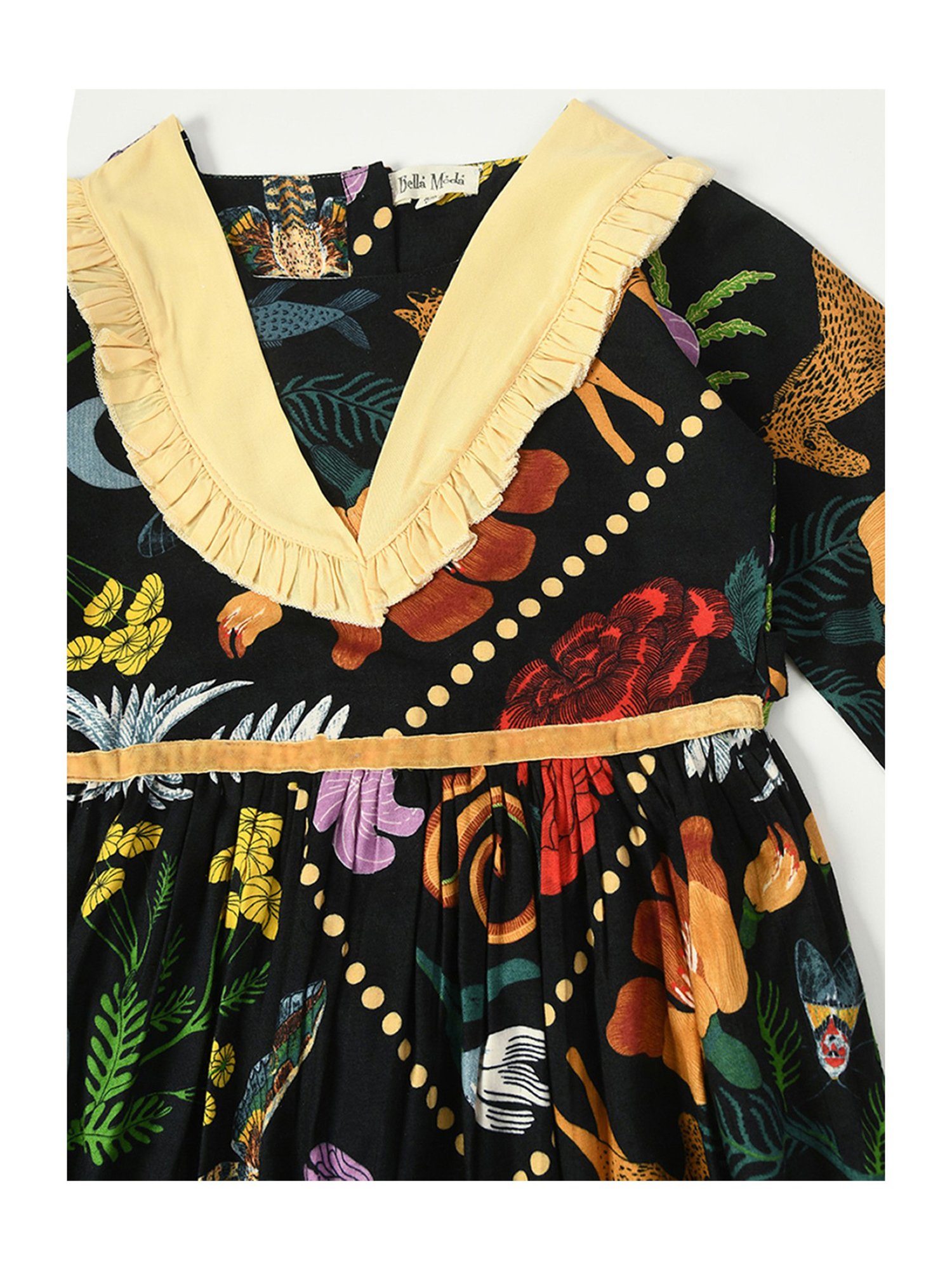 Bella Moda Kids Black Printed Full Sleeves Fit & Flare Dress