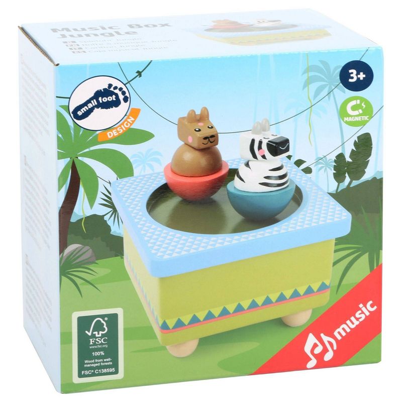 Small Foot Wooden Toys Jungle Themed Spinning Animals Music Box