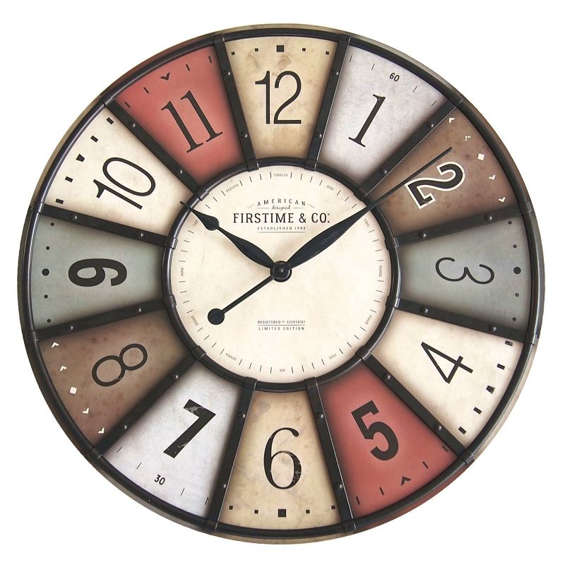 27" Color Motif Farmhouse Wall Clock Red/Yellow - FirsTime & Co.