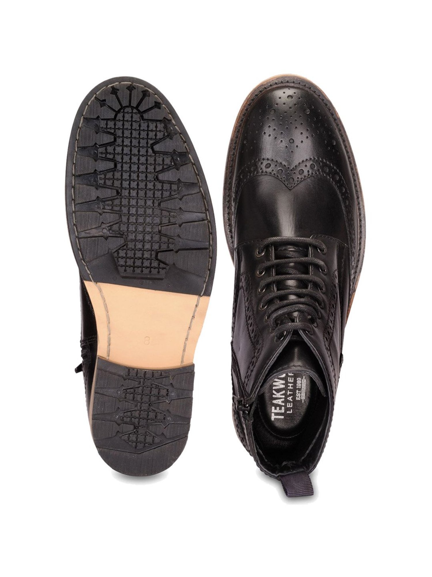 Teakwood Leathers Men's Black Brogue Boots