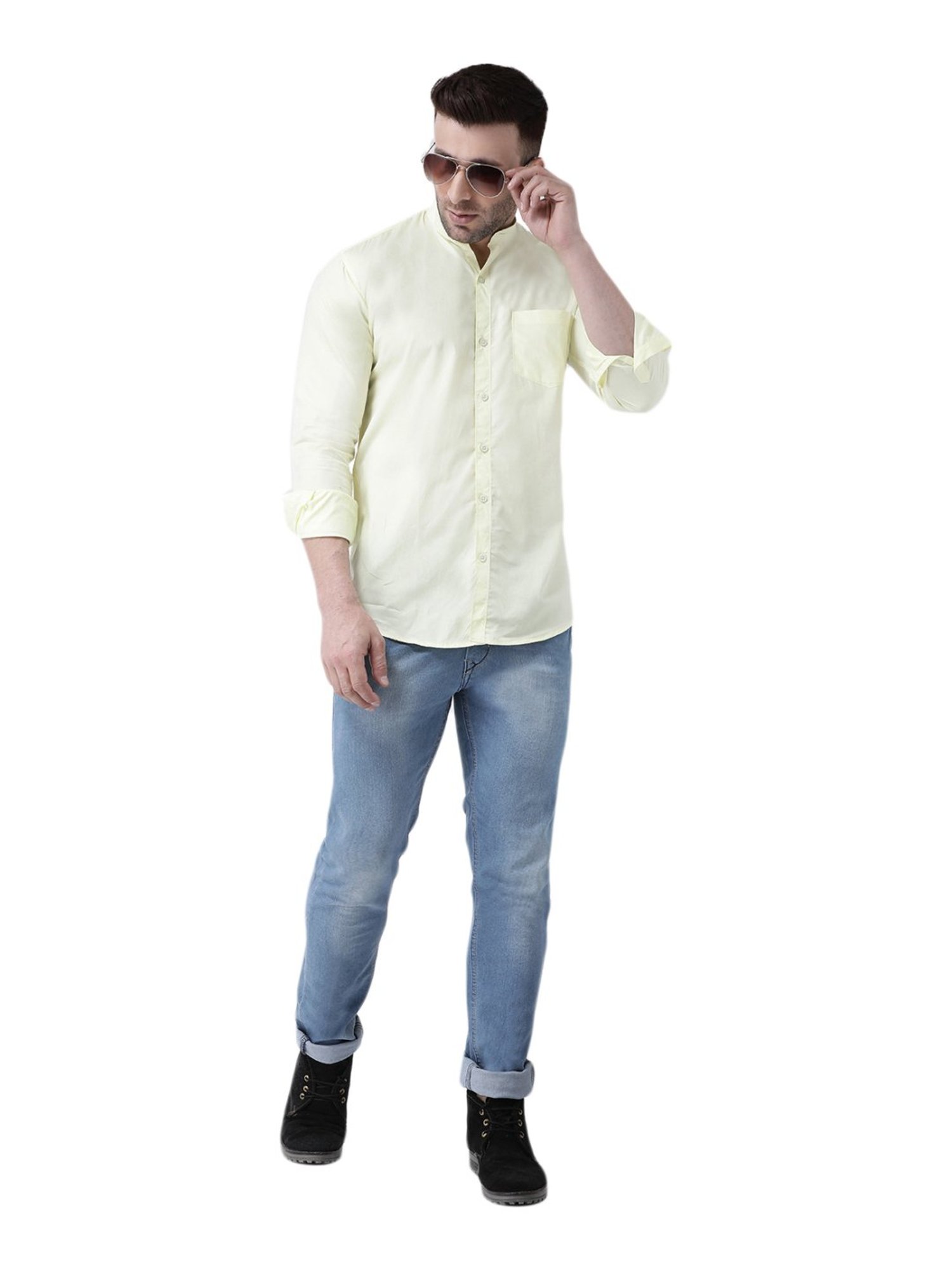 Hang Up Green Cotton Slim Fit Shirt