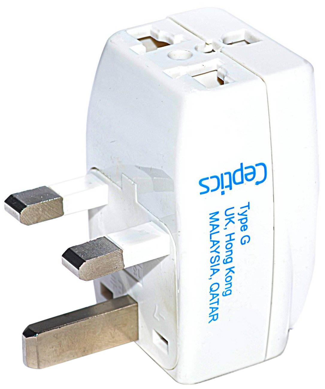 Ceptics 3 Outlet Grounded Travel Adapter Plug for UK, Hong Kong, Ireland (Type G), Universal Socket Plug Accepts Plugs From any Country (GP3-7)