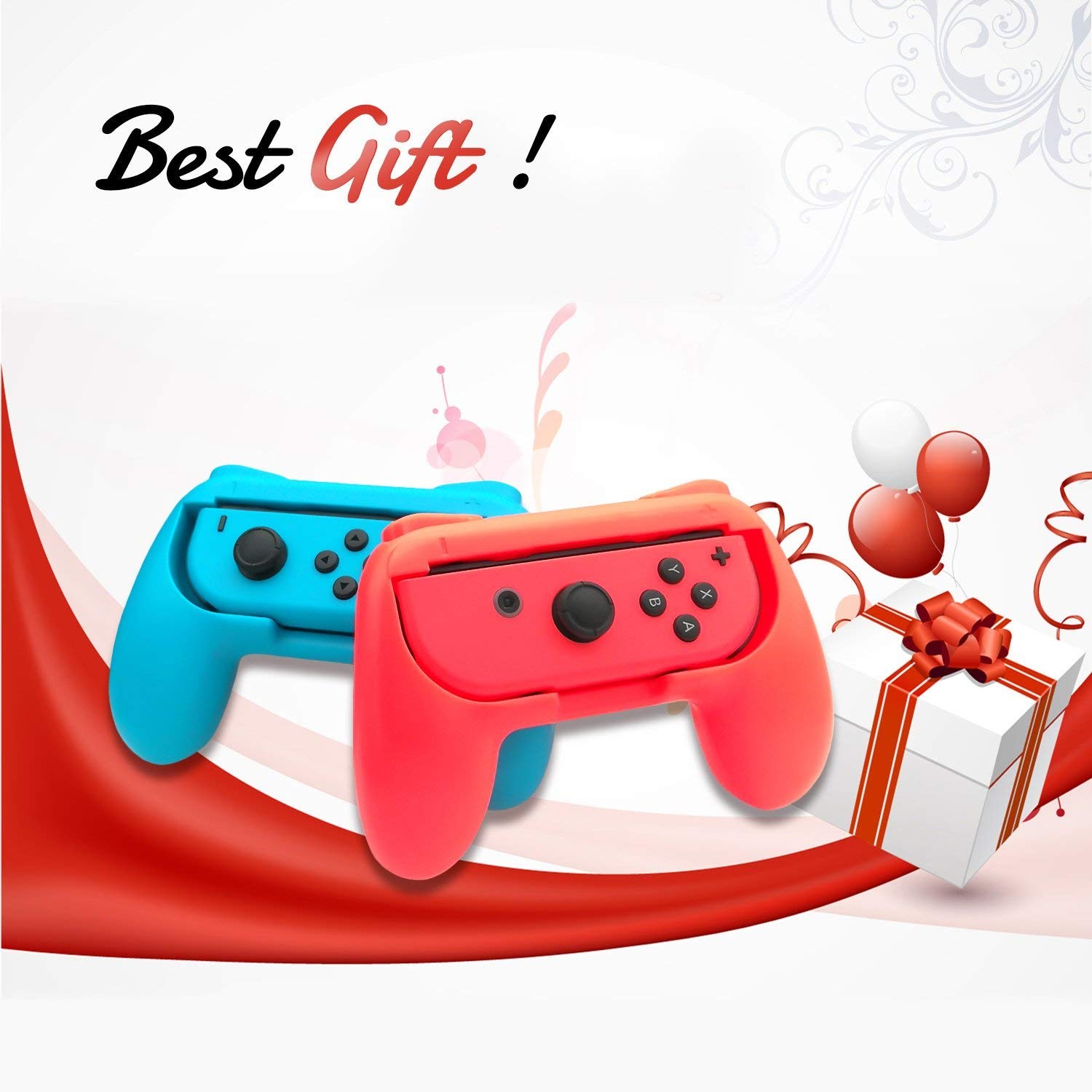 Wristband is suitable for Just Dance 2021 2020 2019 switch, hands-free elastic wristband, suitable for Nintnedo Switch dance accessories, a pair of JoyCon grips (blue + red), children's edition