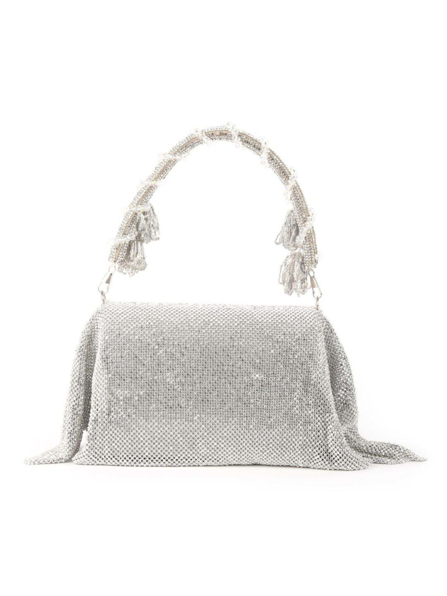 Odette Silver Textured Handbag
