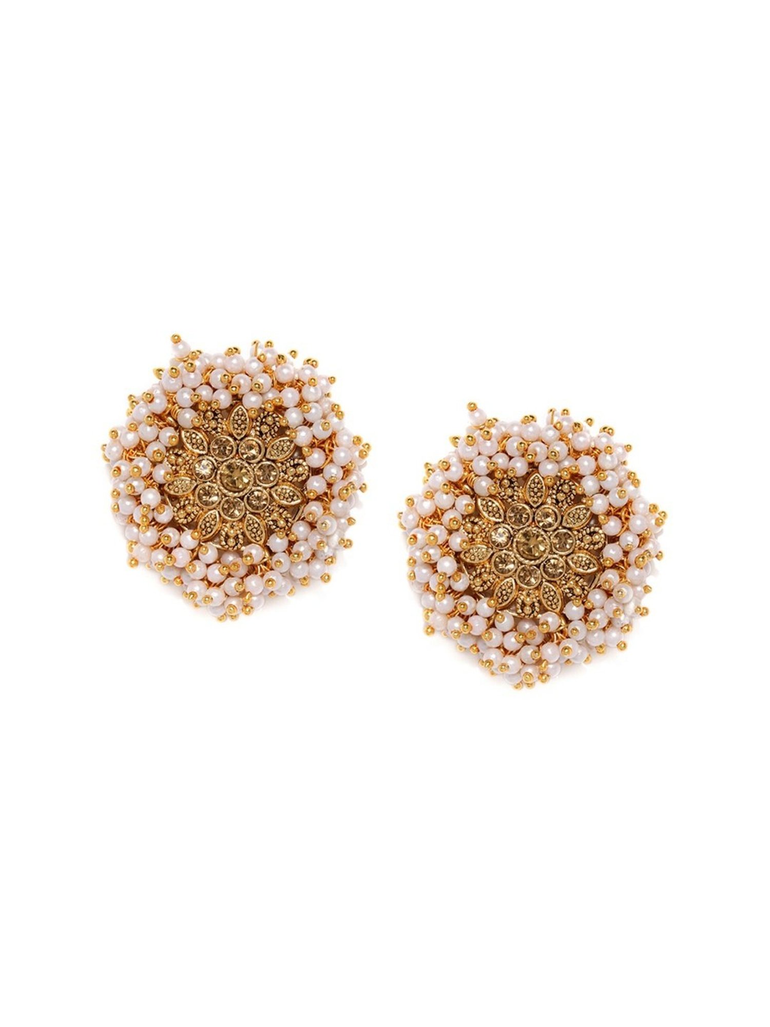 Zaveri Pearls Gold Tone Embellished With Pearls Stud Earrings - ZPFK8958