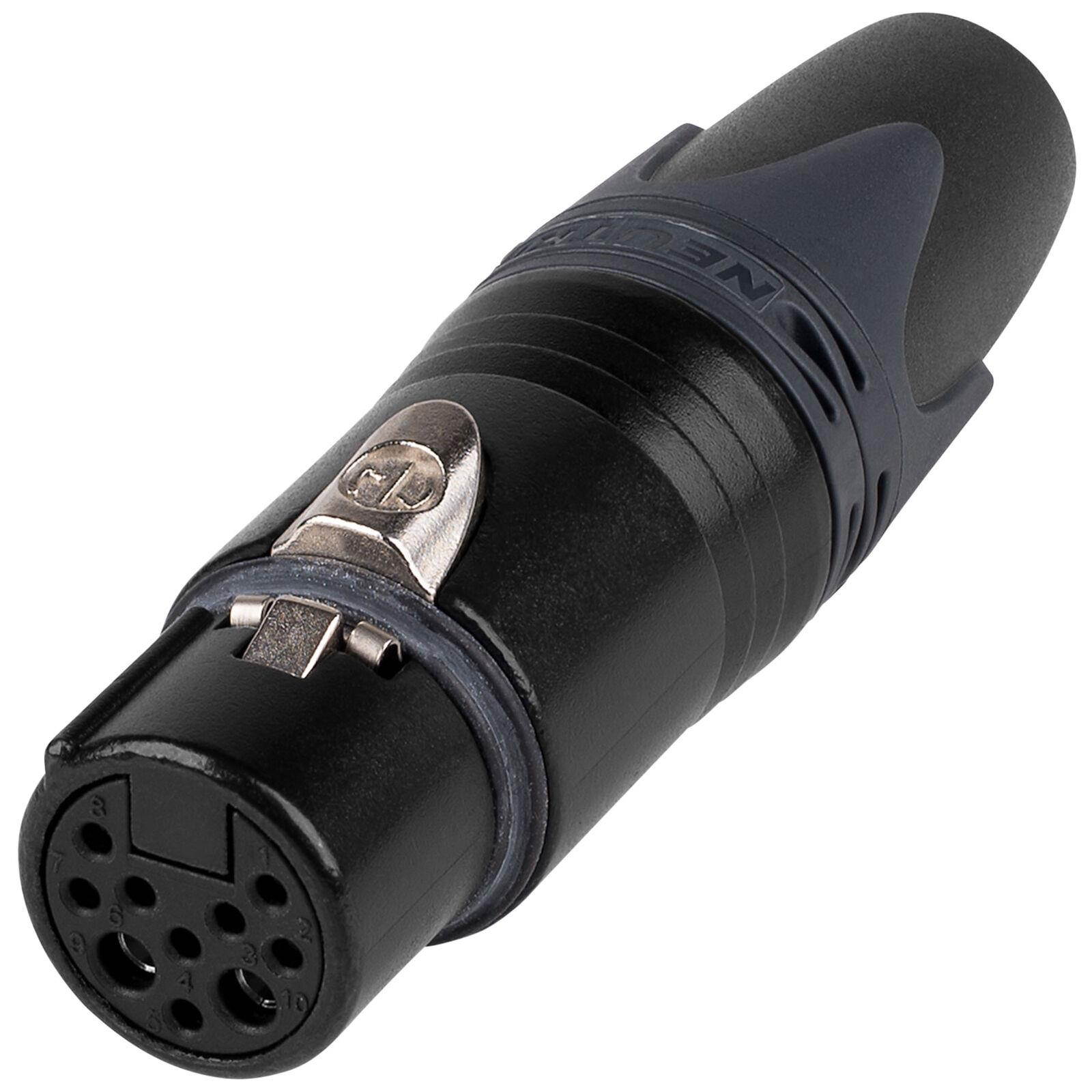 Neutrik NC10FXX-14-B Female 10-Pin XLR Cable Connector Black/Gold