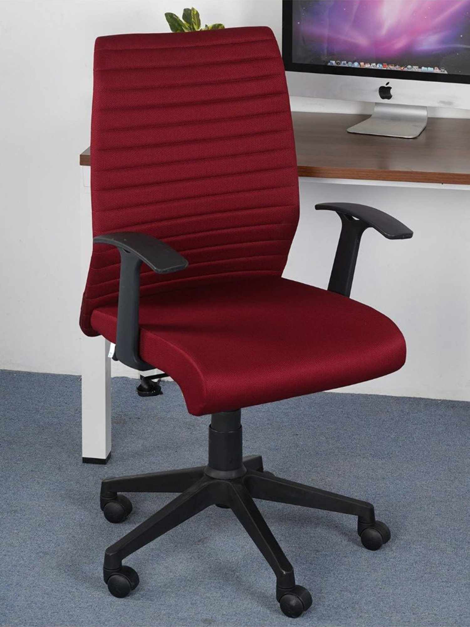 Nilkamal Thames Black PU Foam Mid Back Chair