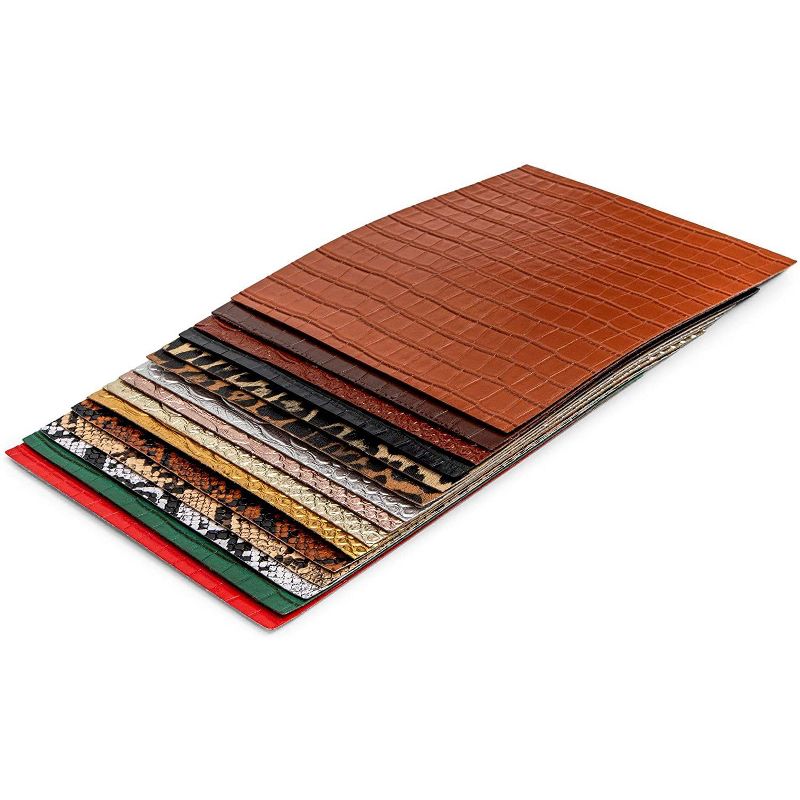 Bright Creations 15 Pack Faux Leather Sheets for Making Earrings, Bows, Jewelry (15 Patterns, 6.3 x 8.3 in)