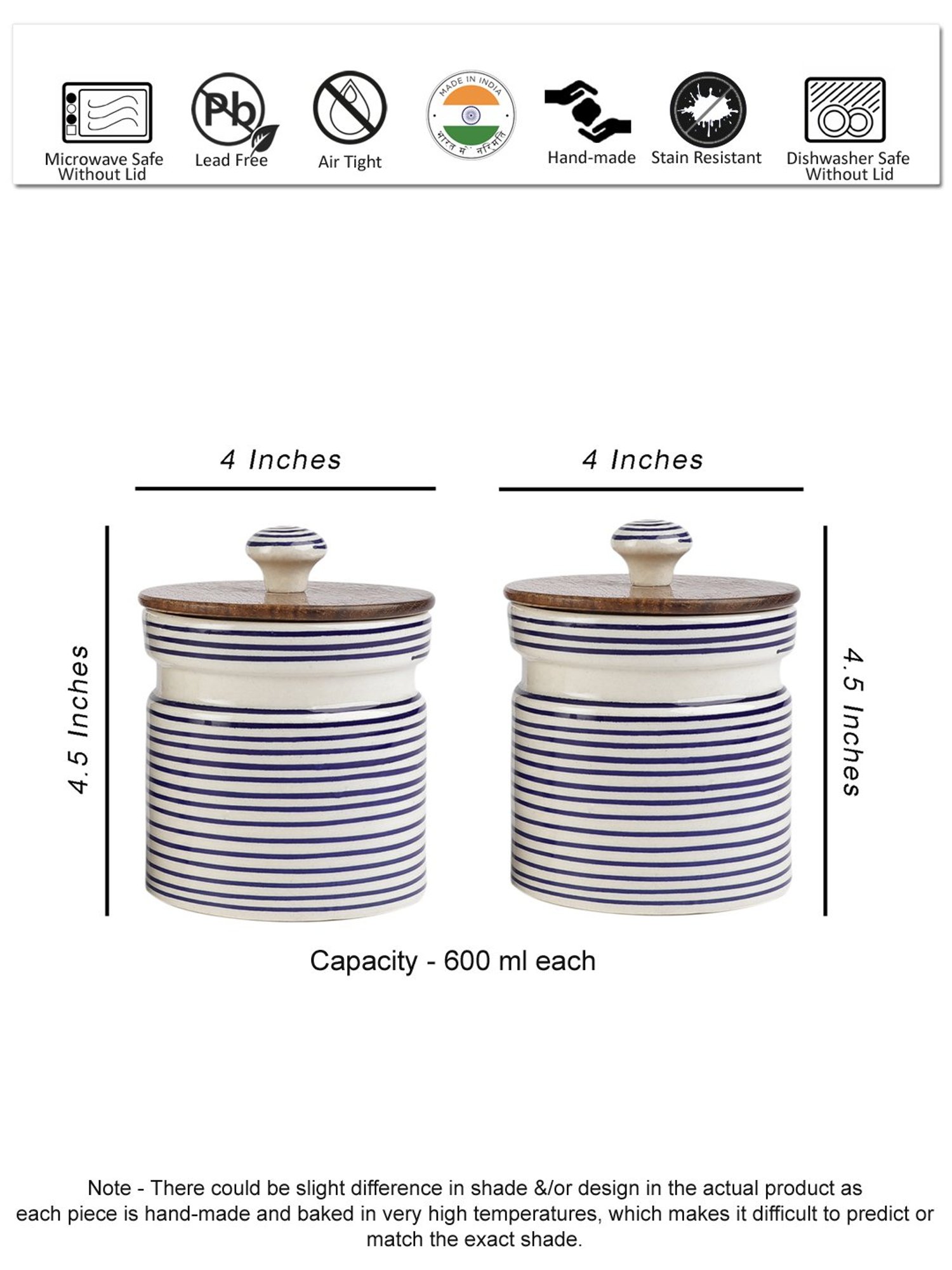 VarEesha Blue Ceramic Cylindrical Jars - Set of 2