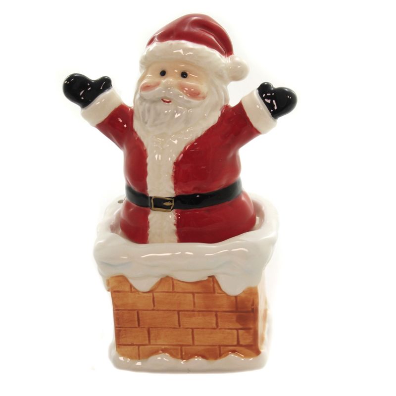 Tabletop 4.75" Santa & Chimney  Set/2 Salt Pepper Shaker Magnetic Pacific Trading  -  Salt And Pepper Shaker Sets