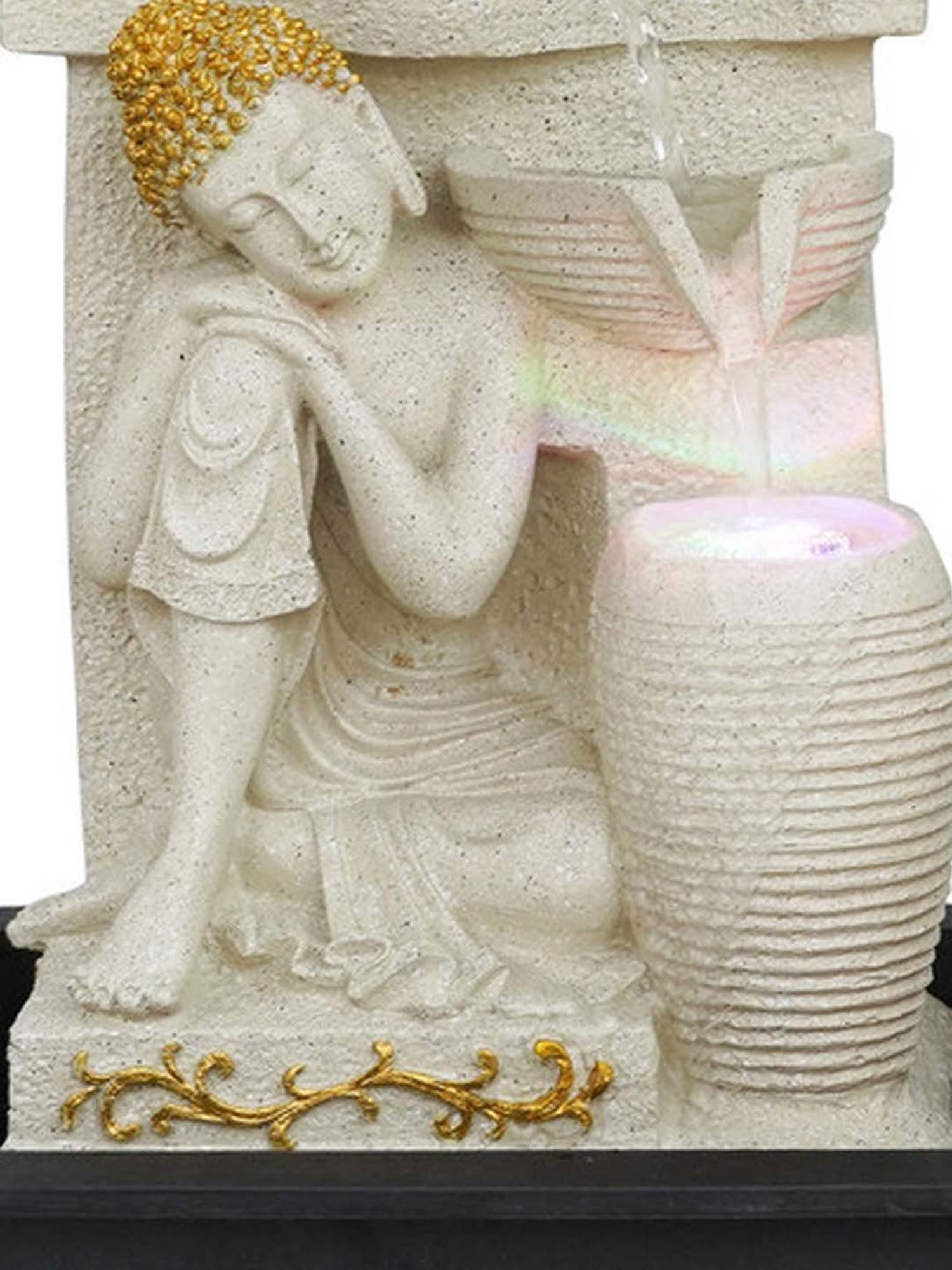 CHRONIKLE White Polyresin Decorative Buddha Waterfall Fountain