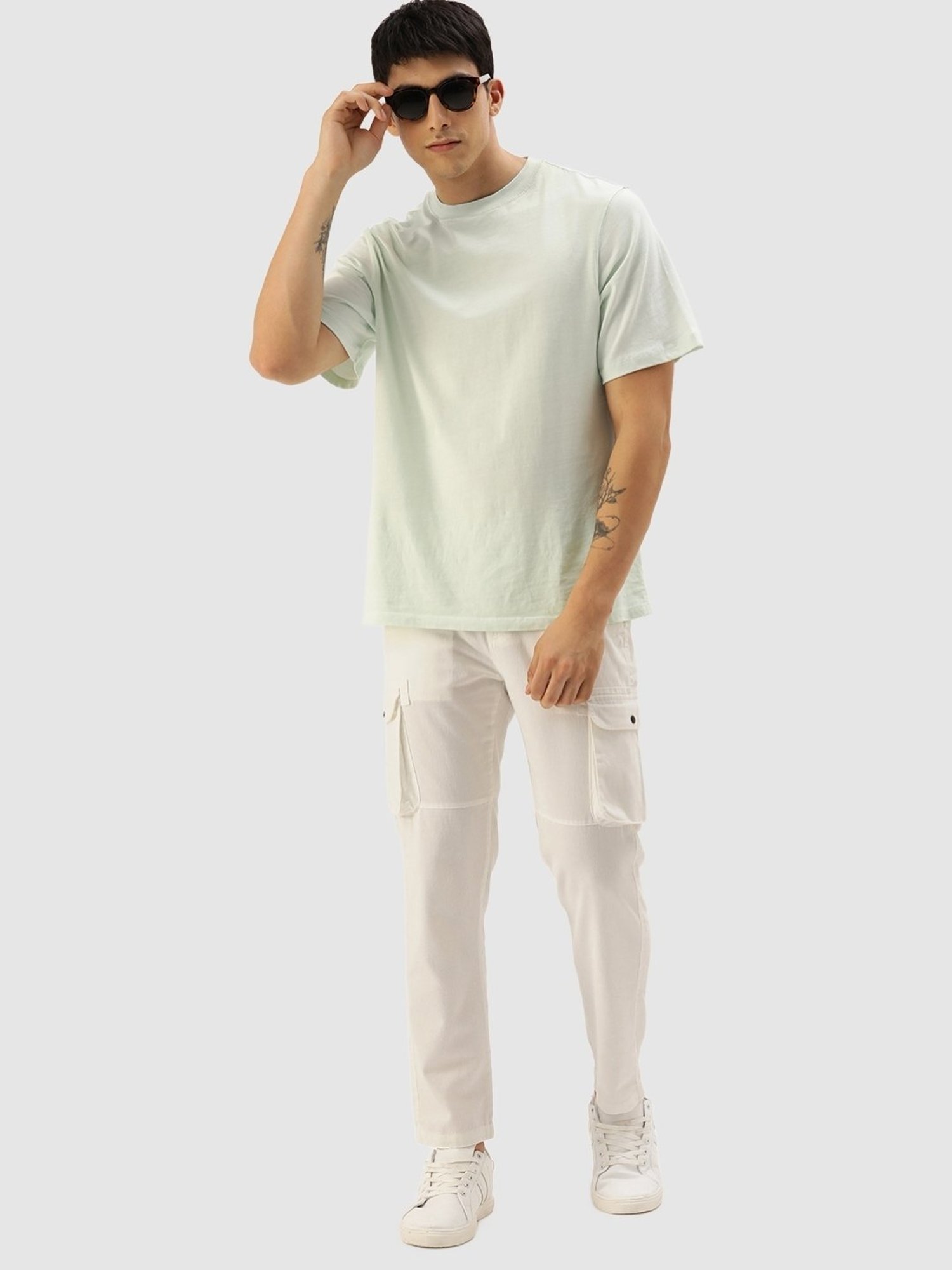 IVOC White Cotton Regular Fit Cargos