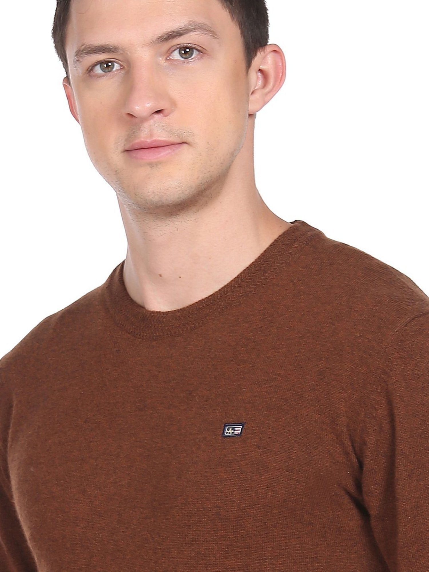 Arrow Sports Orange Regular Fit Sweater