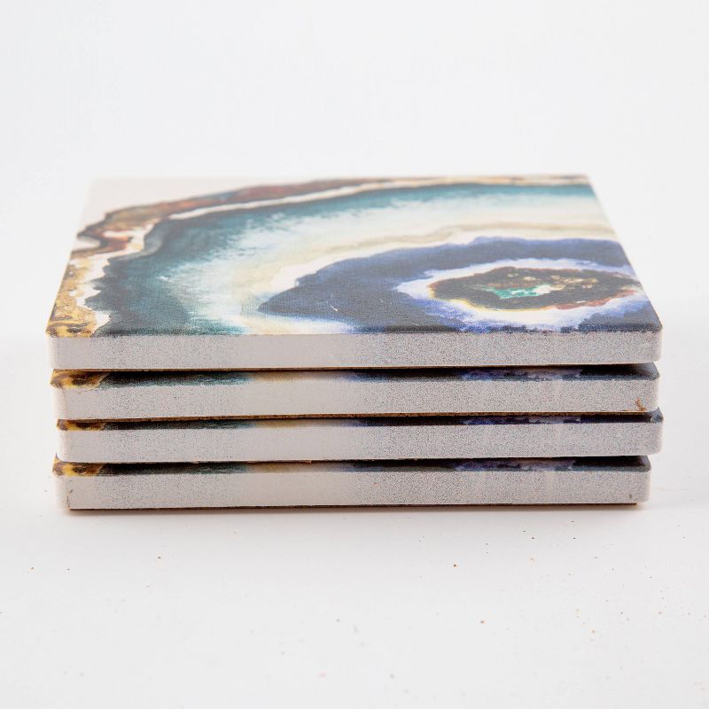 4pk Ceramic Blue Agate Print Coasters - Thirstystone