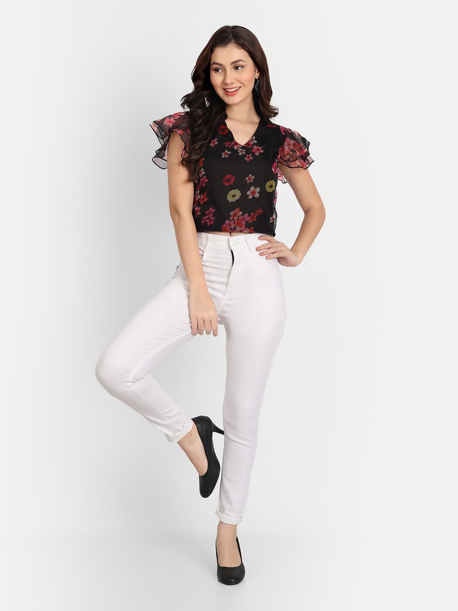 Angelfab White Cotton Skinny Fit High Rise Jeans