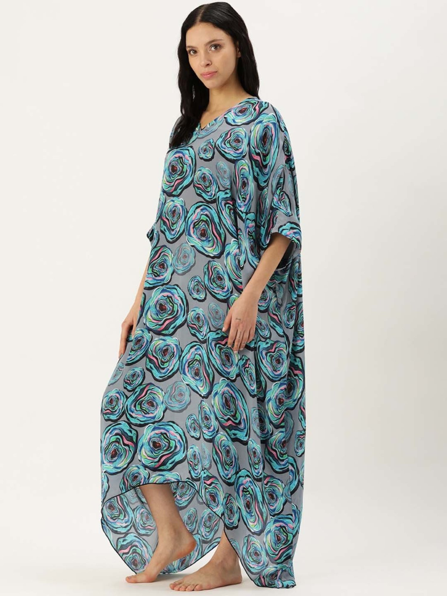 Clt.s Grey Floral Print Kaftan