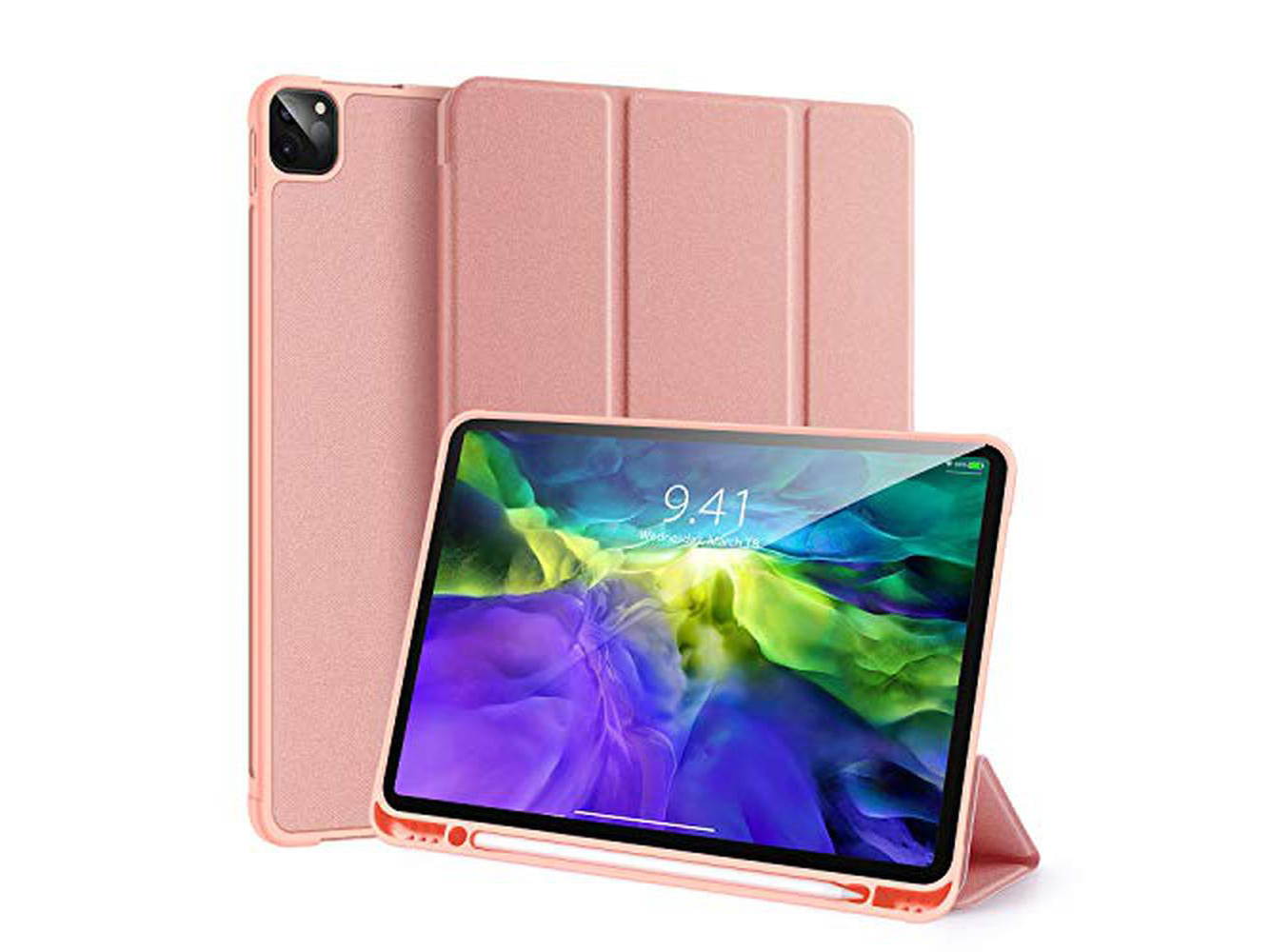 GANGXUN Case for iPad Pro 11 2020/2018, Trifold Smart Slim Magnetic Protective Case Cover with Pencil Holder [Supports Apple Pencil 2 Wireless Charging], Auto Wake/Sleep, pink