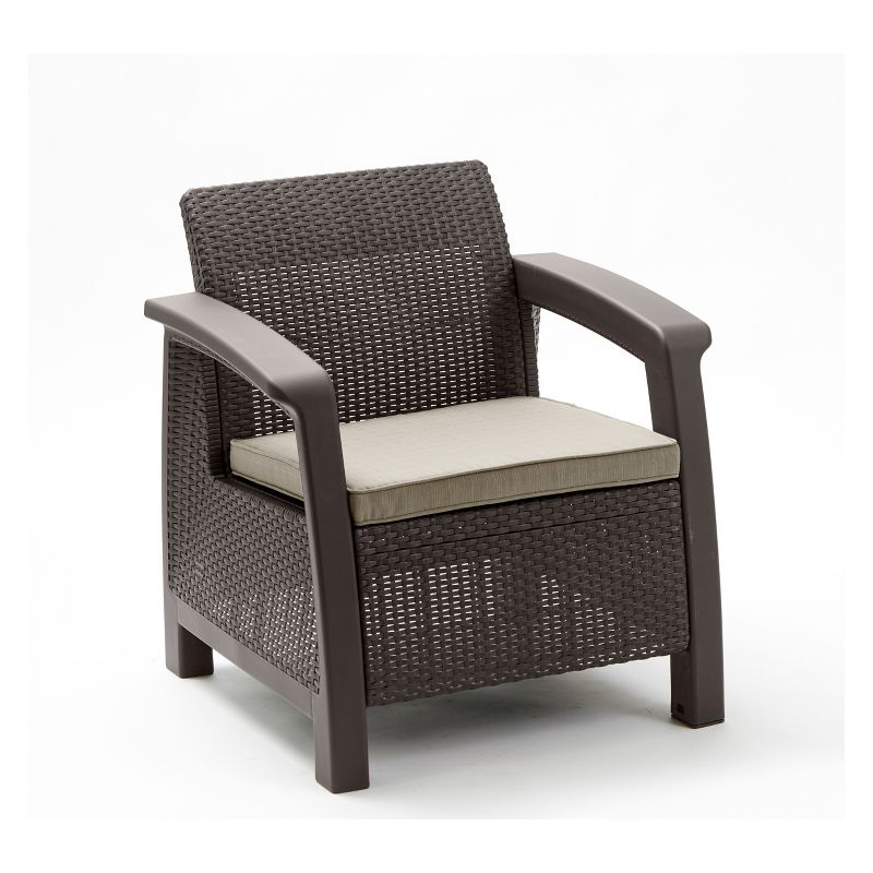 Bahamas Outdoor Resin Patio Armchair with Cushion Brown - Keter