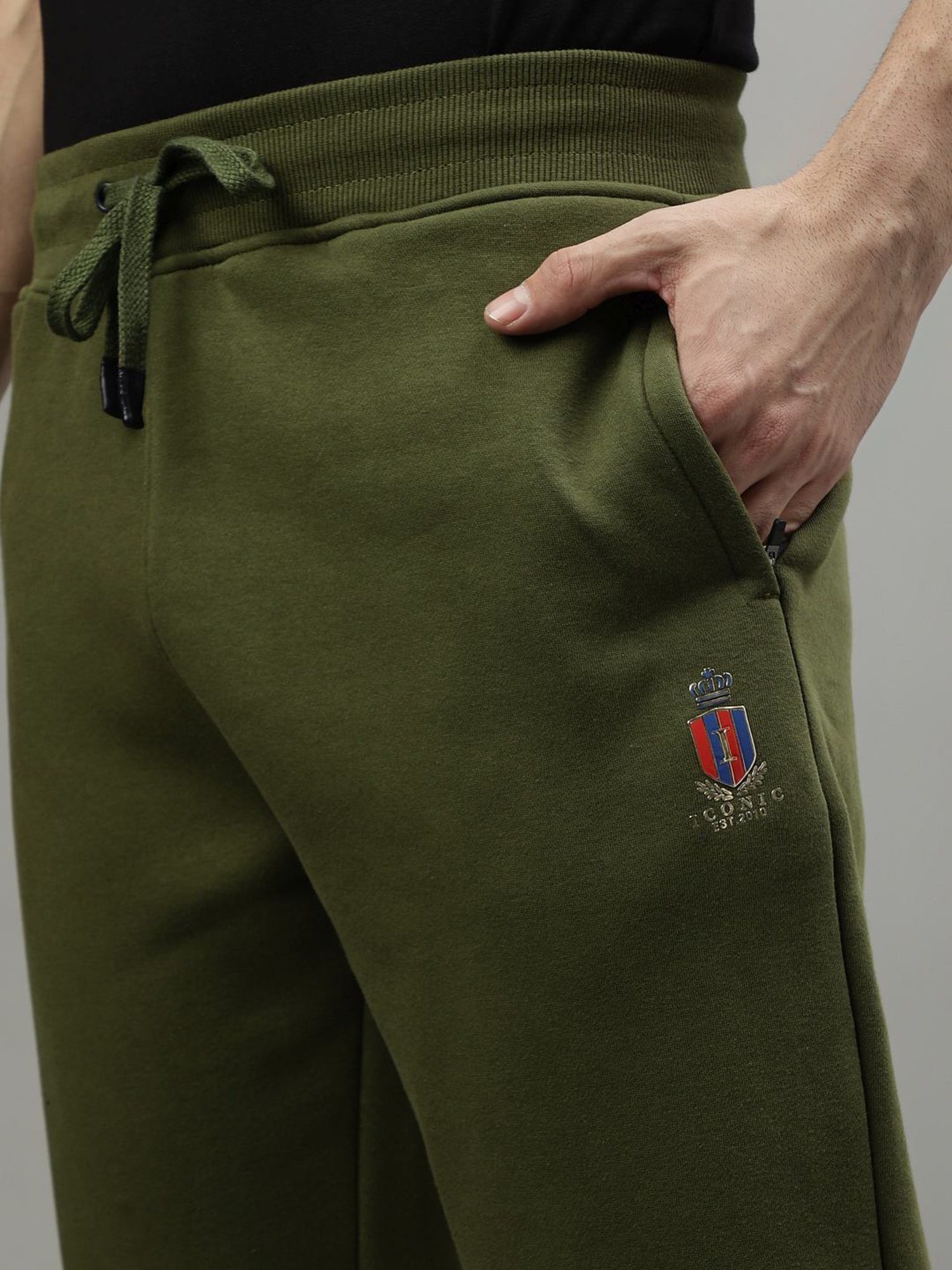 Iconic Men Solid Regular Fit Cotton Track Pants